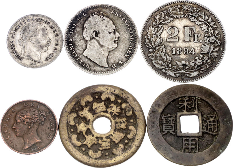 World Lot of 6 Coins 18th - 19th Centuries

Various Countries, Dates & Denomin...
