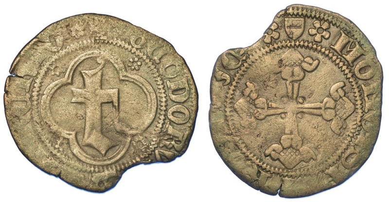 CHIVASSO. TEODORO II PALEOLOGO, 1381-1418., Mezzo grosso.

Grande T entro corn...