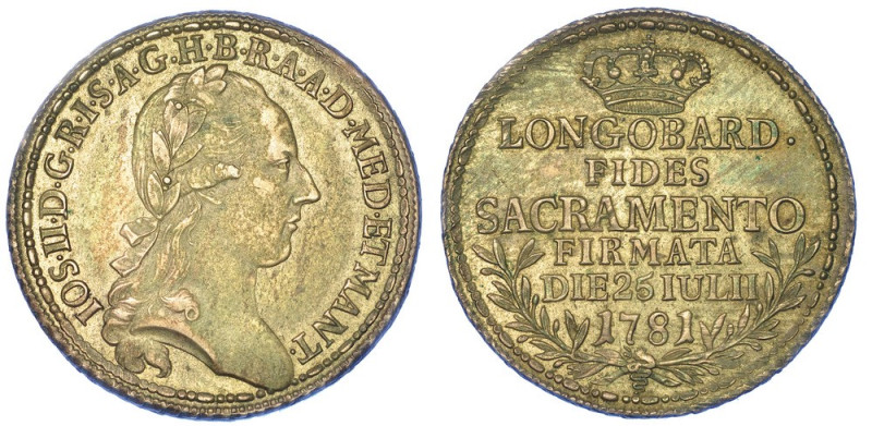 MILANO. GIUSEPPE II D'ASBURGO-LORENA, 1780-1790., Lira del giuramento 1781.

T...