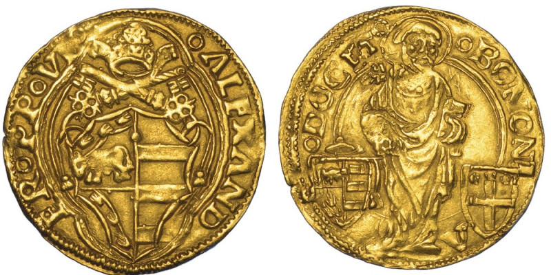 BOLOGNA. ALESSANDRO VI, 1492-1503., Ducato.

Stemma sormontato dalle chiavi de...