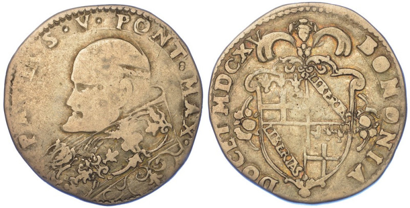 BOLOGNA. PAOLO V , 1605-1621., Testone (emissione a metro romano dal 1615).

B...