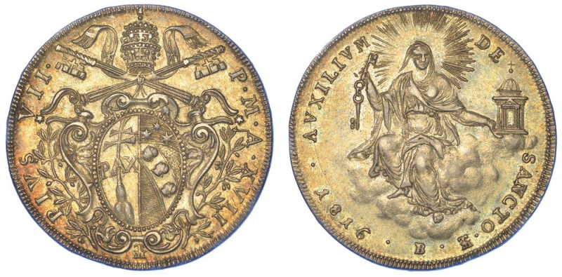 BOLOGNA. PIO VII, 1800-1823., Mezzo scudo 1816/A. XVII.

Stemma sormontato da ...