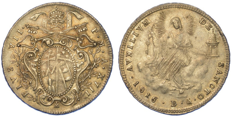BOLOGNA. PIO VII, 1800-1823., Doppio giulio 1816/A. XVII.

Stemma sormontato d...