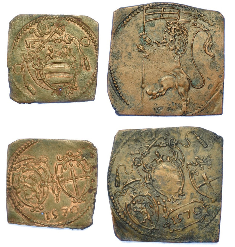 BOLOGNA - PIO V, 1566-1572. Lotto di due monete.

Ferlino 1570 (per una quarti...