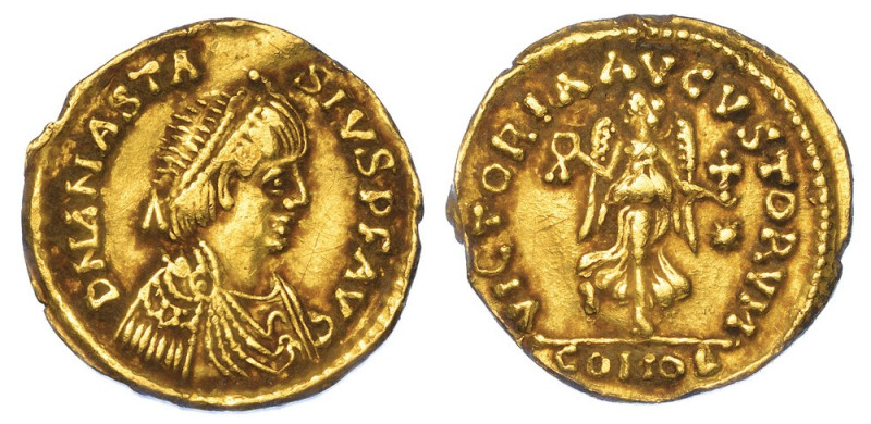 RAVENNA (o ROMA). OSTROGOTI. TEODORICO, 489-526., Tremisse a nome di Anastasio I...