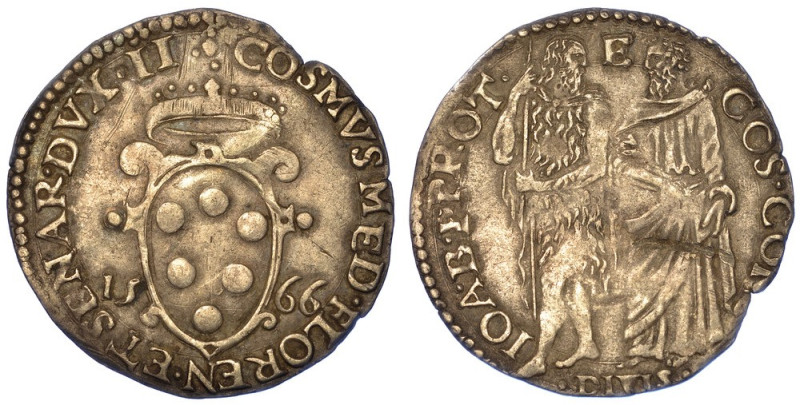 FIRENZE. COSIMO I DE' MEDICI, 1537-1574., Giulio 1566.

Stemma Medici coronato...