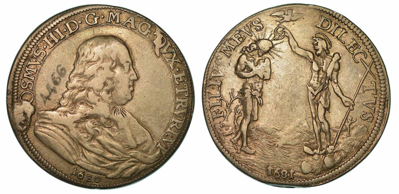 FIRENZE. COSIMO III DE' MEDICI, 1670-1723., Piastra 1680/1681.

Busto a d. R/ ...