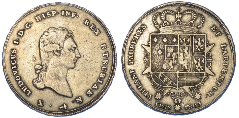 FIRENZE. LUDOVICO I DI BORBONE, 1801-1803., Scudo da 10 paoli o francescone 1803...