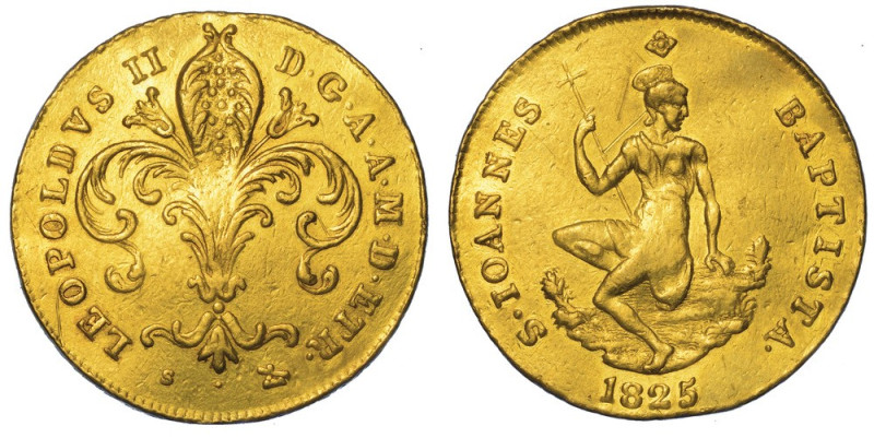 FIRENZE. LEOPOLDO II DI LORENA, 1824-1859., Ruspone 1825.

Giglio. R/ San Giov...