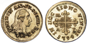 NAPOLI. FERDINANDO IV DI BORBONE, 1759-1816, Carlino 1794.