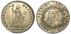 NAPOLI. REPUBBLICA NAPOLETANA, 1799., Piastra da 12 Carlini A. VII (1799).