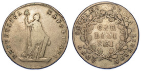 NAPOLI. REPUBBLICA NAPOLETANA, 1799., Mezza piastra da 6 Carlini A. VII (1799).