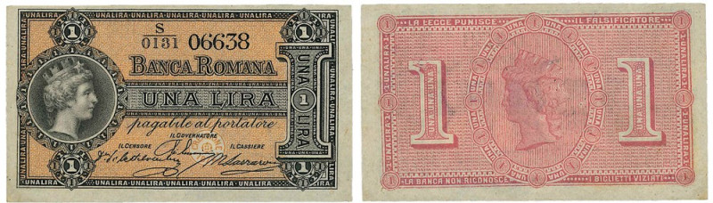 REGNO D’ITALIA. VITTORIO EMANUELE II DI SAVOIA, 1861-1878., BANCA ROMANA. Lira 1...