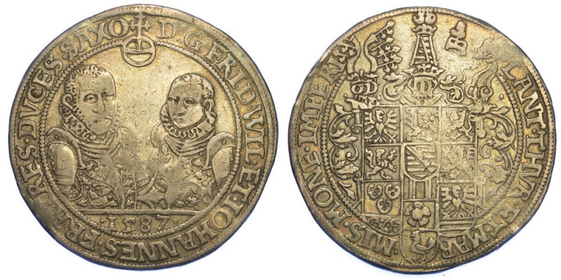 GERMANIA - SASSONIA. FRIEDRICH WILHELM UND JOHANN, 1573-1602., Thaler 1587.

B...