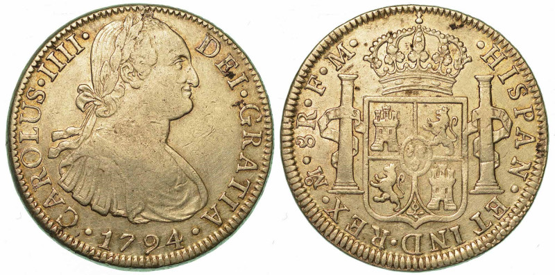 MESSICO. CARLOS IV, 1788-1808., 8 Reales 1794. Città del Messico.

Busto laure...
