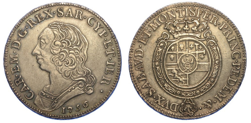 REGNO DI SARDEGNA. CARLO EMANUELE III DI SAVOIA, 1755-1773., Mezzo Scudo Nuovo 1...