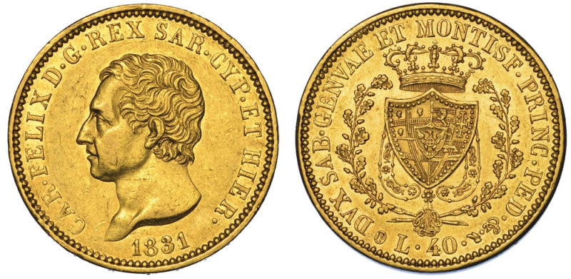 REGNO DI SARDEGNA. CARLO FELICE DI SAVOIA, 1821-1831., 40 Lire 1831. Torino.

...