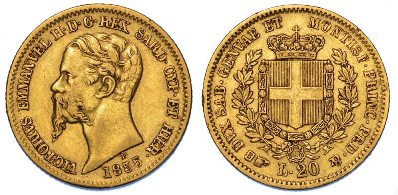 REGNO DI SARDEGNA. VITTORIO EMANUELE II DI SAVOIA, 1849-1861., 20 Lire 1855. Tor...