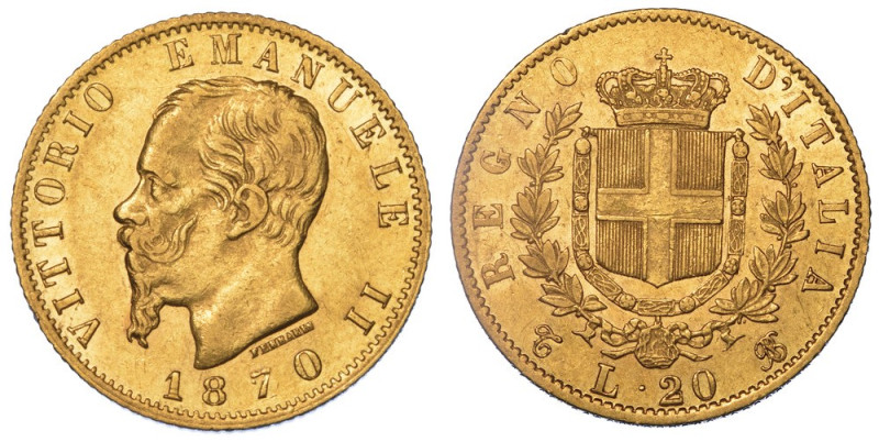 REGNO D'ITALIA. VITTORIO EMANUELE II DI SAVOIA, 1861-1878., 20 Lire 1870. Torino...