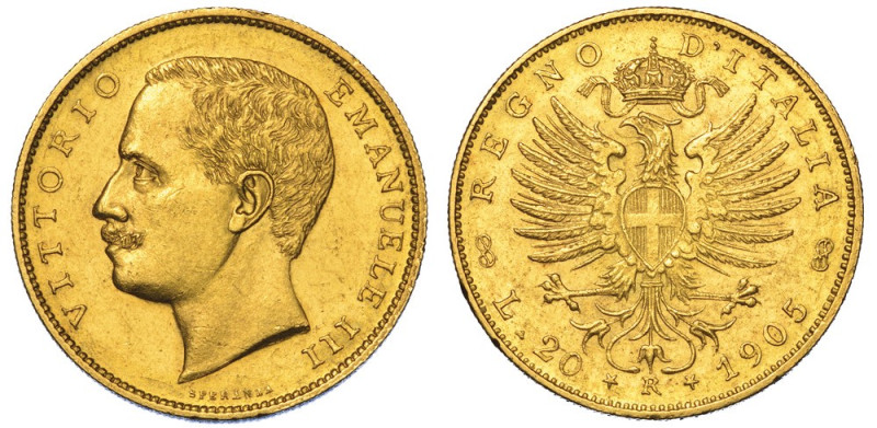 REGNO D'ITALIA. VITTORIO EMANUELE III DI SAVOIA, 1900-1946., 20 Lire 1905. Aquil...