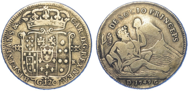 NAPOLI. CARLO DI BORBONE, 1734-1759., Piastra da 120 Grana 1749.

Stemma coron...