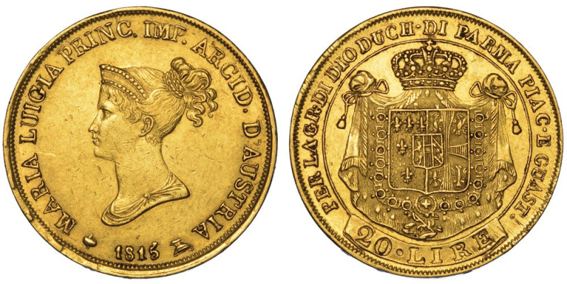 PARMA. MARIA LUIGIA D'AUSTRIA, 1815-1847., 20 Lire 1815.

Busto diademato a s....