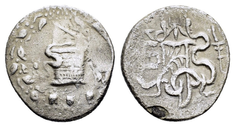IONIA.Ephesos.(Circa 180-67 BC). Cistophorus.

Obv : Cista mystica with serpent;...