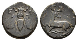 IONIA. Ephesos.(Circa 370-350 BC).Ae.

Obv : Ε - Φ.
Bee.

Rev : Stag left, head right.
SNG von Aulock 1838 & 7823.

Condition : Good very fine.

Weigh...