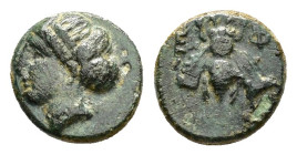 IONIA. Ephesos.(Circa 375-325 BC).Ae.

Obv : E - Φ.
Bee with straight wings.

Rev : Female head left, wearing stephane.
BMC 68.

Condition : Good very...