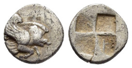IONIA. Klazomenai. (Circa 5th century BC).Diobol.

Obv : Forepart of winged boar right.

Rev : Quadripartite incuse square.
SNG von Aulock 1983; SNG C...