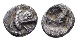 IONIA.Phokaia.(Circa 530-510 BC).Obol.

Obv : Head of griffin right.

Rev : Quadripartite incuse square.
BMC 85-87; Weber 6092; SNG Tubingen 3250-3251...