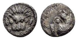 IONIA. Samos.(Circa 400-380 BC). Obol.

Obv : Facing scalp of lion.

Rev : ΣΑ.
Forepart of bull right.
Barron 5; HGC 6, 1228.

Condition : Good very f...
