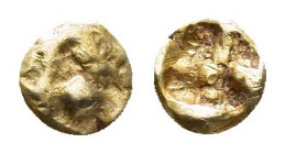 IONIA.Uncertain.(Circa 600-550 BC). EL 12th State.

Obv : Uncertain design, possibly a wheel of four spokes.

Rev : Rough incuse square punch.
BMC 68....