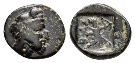 IONIA. Achaemenid Period. Uncertain Satrap (Late 5th-mid 4th centuries BC). Ae.

Obv : Bearded head of satrap right, wearing bashlyk.

Rev : BA.
Persi...