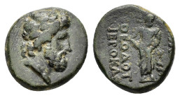 PHRYGIA. Acmoneia.(1st century BC).Ae.

Obv : Laureate head of Zeus right, wreathed with oak.

Rev : ΘEOΔOTO IEΡOKΛE AKMONEΩN.
Asklepios standing fron...