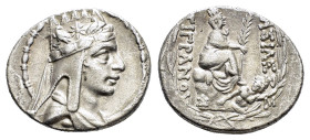 KINGS OF ARMENIA. Tigranes II ‘The Great.(95-56 BC). Tigranokerta.Tetradrachm.

 Obv : Draped bust of Tigranes II to right, wearing five-pointed tiara...