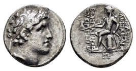SELEUKID KINGS of SYRIA. Alexander I Balas (152-145 BC). Drachm. Antioch.

Obv : Diademed head right.

Rev : ΒΑΣΙΛΕΩΣ ΑΛΕΞΑΝΔΡΟΥ ΘΕΟΠΑΤΟΡΟΣ ΕΥΕΡΓΕΤΟΥ ...