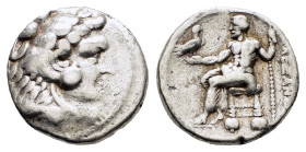 PTOLEMAIC KINGS of EGYPT. Ptolemy I Soter (As satrap, 323-305 BC). Tetradrachm. Arados. 

Obv : Head of Herakles right, wearing lion skin.

Rev : AΛEΞ...