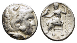 PTOLEMAIC KINGS of EGYPT.Ptolemy I Soter (As satrap, 323-305 BC). Tetradrachm. Arados. 

Obv : Head of Herakles right, wearing lion skin.

Rev : AΛEΞA...
