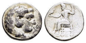 PTOLEMAIC KINGS of EGYPT.Ptolemy I Soter.(As satrap, 323-305 BC). Arados. Tetradrachm.

Obv : Head of Herakles right, wearing lion skin.

Rev : AΛEΞAN...