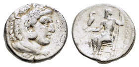 PTOLEMAIC KINGS of EGYPT. Ptolemy I Soter.(As satrap, 323-305 BC). Arados. Tetradrachm.

Obv : Head of Herakles right, wearing lion skin.

Rev : AΛEΞA...
