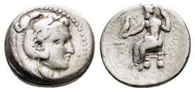 PTOLEMAIC KINGS of EGYPT. Ptolemy I Soter.(As satrap, 323-305 BC). Arados. Tetradrachm.

Obv : Head of Herakles right, wearing lion skin.

Rev : AΛEΞA...