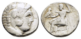 PTOLEMAIC KINGS of EGYPT. Ptolemy I Soter.(As satrap, 323-305 BC). Arados. Tetradrachm.

Obv : Head of Herakles right, wearing lion skin.

Rev : AΛEΞA...