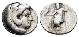 PTOLEMAIC KINGS of EGYPT. Ptolemy I Soter.(As satrap, 323-305 BC). Arados. Tetradrachm.

Obv : Head of Herakles right, wearing lion skin.

Rev : AΛEΞA...