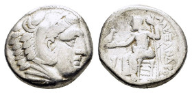 PTOLEMAIC KINGS of EGYPT. Ptolemy I Soter.(As satrap, 323-305 BC). Arados. Tetradrachm.

Obv : Head of Herakles right, wearing lion skin.

Rev : AΛEΞA...