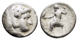 PTOLEMAIC KINGS of EGYPT. Ptolemy I Soter.(As satrap, 323-305 BC). Arados. Tetradrachm.

Obv : Head of Herakles right, wearing lion skin.

Rev : AΛEΞA...