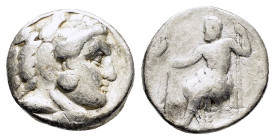 PTOLEMAIC KINGS of EGYPT. Ptolemy I Soter.(As satrap, 323-305 BC). Arados. Tetradrachm.

Obv : Head of Herakles right, wearing lion skin.

Rev : AΛEΞA...