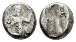 ACHAEMENID KINGS of PERSIA.Time of Darios I to Xerxes II.(485-420 BC).Sardes.Siglos.

Obv : Persian king in kneeling-running stance right, holding spe...