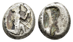 ACHAEMENID KINGS of PERSIA.Time of Darios I to Xerxes II.(485-420 BC).Sardes.Siglos.

Obv : Persian king in kneeling-running stance right, holding spe...