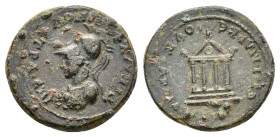 LYDIA. Sardes. Pseudo-autonomous. Time of Vespasian (69-79).Ae.

Obv : ЄΠI TI KΛAV ΦIΛЄINOV CTPA.
Helmeted and draped bust of Roma left, wearing aegis...